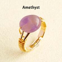 1PC Natural Crystal Amethyst Small Ball Ring Quartz Minerals Jewelry Quartz Women Fashion Ring Reiki Healing Jewelry Mother's Day Gift - Ring - View 15