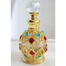 Jewelry-Inlaid True Me Vetiver Perfume Essential Oil Refillable Empty Bottle, Decorative Storage Bottle, Portable Personal Care Essential Oil Bottle, Decoration/Dressing Table Decoration/Home Decoration/Party Decoration/Exquisite Gift (No Fragrance, Empty Bottle Only) - Gold, Red, Blue - View 3