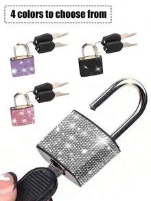 Mini Sparkling Crystal Key Lock - Metal Small Lock With 2 Keys, No Assembly Required, Luggage Lock With Keys, Small Luggage Padlock, Metal Key Lock For Luggage, Gym Locker, Bags, School, Gym, Classroom, Matching Games, Travel Backpacks, Thanksgiving, Christmas, Easter Gifts - A - View 2