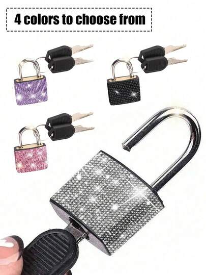 Mini Sparkling Crystal Keyed Padlock - Metal Mini Lock With 2 Keys, No Assembly Required,Luggage Locks With Keys, Locker Lock Small Luggage Padlocks, Suitcase Locks Metal Keyed Padlock For Luggage, Gym Lockers, Suitcases & Storage Cabinets,School Gym Classroom Matching Game Travel Backpack,Thanksgiving,Christmas Gifts,Easter Gifts