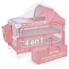 cunas para bebésESQUIMAL Cuna para Bebé 4 en 1 Colecho Moisés Cama de Viaje y Corral de Juegos Plegable y Portátil con Toldo Mosquitero y Cambiador. Ideal 0 a 3 Años Rosa - rosa - Ver 1