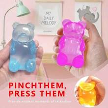 2026 New Cute Candy Colored Teddy Bear Soft Rubber Toy - Slow Rebound TPR Handheld Fun Game, Sensory Game, Fun Design, Halloween,  Party Gifts - Hồng - Xem 4