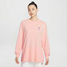 Nike Women's AS W NSW LS TOP OS NNSC GCEL Long Sleeve Knit Crew Neck T-Shirt TIRO096-800 - Pink - View 1