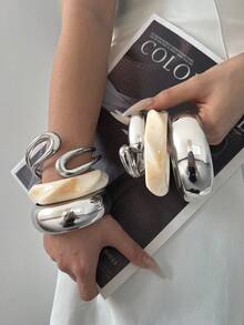 Bộ 3/2/1 vòng tay sang trọng, vòng tay vàng, vòng tay bản rộng, vòng tay dày, bộ vòng tay, vòng tay bản rộng, vòng tay vàng ngoại cỡ phong cách độc đáo thời trang - Vàng - Xem 11