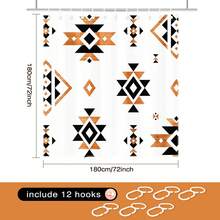 Western Shower Curtain Vintage Shower Curtain Abstract Farmhouse Boho G... - White - View 2