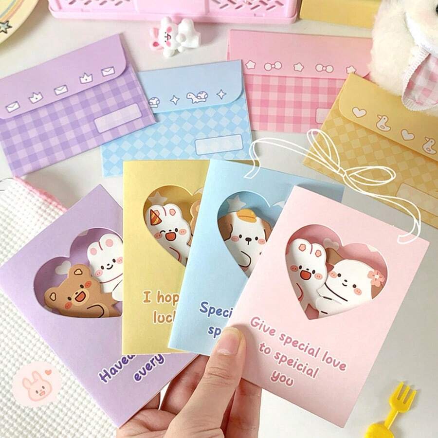 Cute 3D Foldable Hug Greeting Card With Envelope, High-Quality Lovely Gift For Friends, Couples - Multicolor - View 1