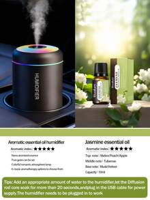 1 180ml Humidifier, Portable Air Humidifier With Cold Mist And LED Lights, USB Powered Small Humidifier, Available In Black And White Colors, Long-Lasting Fresh Air Freshener, Silent Operation, Bedroom Humidifier, Simple Design, Natural Beauty, Quiet Operation, Suitable For Home, Office, Bedroom, Car, Bar, Women's Gifts. - Nhiều màu - Xem 15