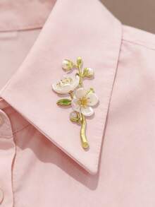 1Pcs Vintage Style Green Jasmine Flower Brooch With Pearl Accents Plant Botanical Floral Pin For Women Anti Slip Safety Clasp For Suits Blazers Dresses Shawls Elegant Pearl Corsage Leaf Design Accessory For Daily Wear Office Wedding Party Formal Events Thanksgiving Christmas Mothers Day Gift For Her Mom Wife Daughter Friend - trắng - Xem 1