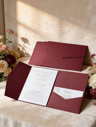 20pcs Tri-Fold Pocket Wedding Invitation Envelopes, Simple Invitation Envelopes For Engagement, Quinceañera, Christening, Etc., DIY Invitations, 5*7 Inch Invitations, Pocket Invitations, Customized Invitations, Best Gifts, Wedding Decor, Home Decor, Room Decor, Party Favors, Bridal Shower Graduation Birthday Decor, Bachelorette Party Decor