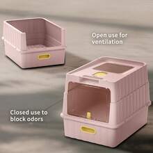 Drawer-Style Enclosed Cat Litter Box – Large Odor-Control Kitty Toilet With Pull-Out Tray, Spacious Design For Kittens, Big Cats & Multi-Cat Homes - 52*35*35cm - 查看 7