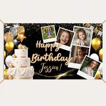 Customized Birthday Banner Personalized With Pictures And Name, Happy Birthday Party Decorations For Husband Or Men, Unique Celebration Backdrop Banner For Event - Màu 4 - Xem 2