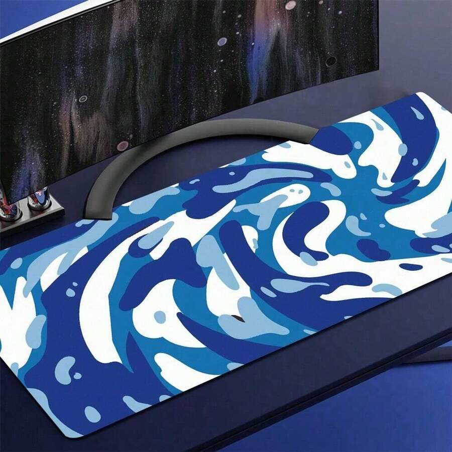 Mouse Pad de Jogo com Padrão de Fluido Azul - Com Bordas Costuradas com Precisão e Base de Borracha Antiderrapante, Disponível em Vários Tamanhos: 15,7*35,4 Polegadas (40*90 Cm). - Fácil de Limpar e Lavar, Ideal para Casa, Escritório, Local de Trabalho, Sala de Jogos e Dormitórios; Perfeito para Suprimentos de Volta às Aulas, Presentes de Férias para Namorados e Namoradas, Acessórios de Escritório, Suprimentos de Escritório, Tapetes de Mesa e Mouse Pads.