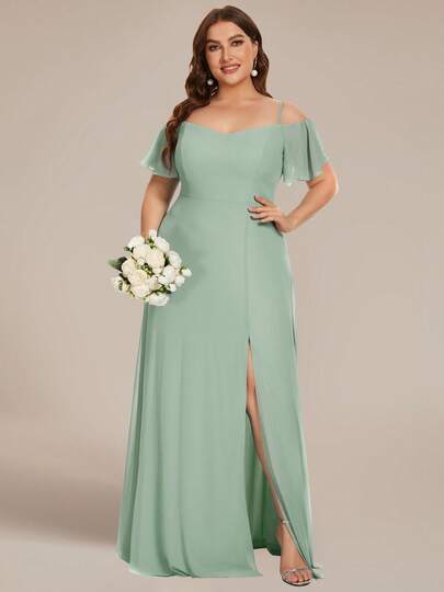 Elegant Romantic Glamorous Off-Shoulder Plus Size Bridesmaid Dress