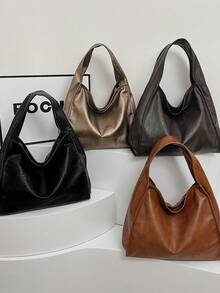 豹纹女士手提包，简约休闲大容量托特包，工作包，单肩/腋下包（学院风） - 彩色 - 查看 3