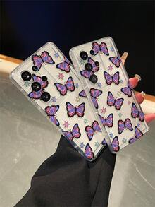 1个蝴蝶图案透明防摔手机保护套，TPU材质，适合作为节日礼物送给男士和女士，兼容三星手机 - 彩色 - 查看 8