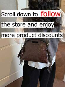 This Is A Stylish, Compact, And Chic Tassel Handbag, A Newly Designed, Personalized, And Multifunctional Women's Handbag With A Novel And Unique Design. It Is Versatile, Suitable For Casual Commuting, Shoulder Carrying, Or Crossbody Wear. - Coffee - View 2