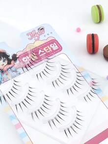 5 Pairs Japanese Cartoon Pointed Transparent Invisible Lashes, Natural Sweet Soft Lightweight Faux Eyelashes, Suitable For Dates, Travel, Portable - Spiky Manga Lashes - View 6
