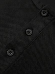 男士户外运动 Polo 领 T 恤，休闲低弹运动服，适合日常锻炼 - 黑色 - 查看 8