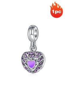 1pc Simple And Versatile Double Heart Charm, Rose Gold Silver Grey, Valentine's Day DIY Beaded Bracelet Jewelry Pendant Accessories, A Variety Of Styles To Choose From - A - View 13