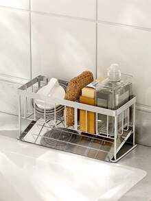 Sponge Holder - Dish Sponge And Brush Holder - Plastic, Multi-Functional, - Kitchen And Bathroom - Homeowners, Kitchen Enthusiasts - Organize Your Cleaning Tools, Keep Your Kitchen And Bathroom Tidy - Clean & Organized Bliss - Multicolor - View 4