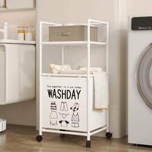 1pc Multi-Layer Bathroom Storage Rack With Swivel Wheels, Laundry Hamper, Underwear & Clothing Organizer - Multicolor - View 15