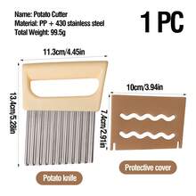 1 pieza Cortador de patatas ondulado multifunción con cubierta protectora de plástico, cuchillo de patatas ondulado creativo, rebanador de verduras ondulado, cortador de patatas fritas onduladas, herramienta de corte de cocina multiusos, máquina de hacer patatas fritas, regalo para Acción de Gracias/Navidad/Halloween - Multicolor - Ver 14