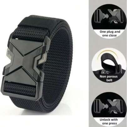 Adjustable Military Style Tactical Belt - Men's Durable Nylon Material Belt
