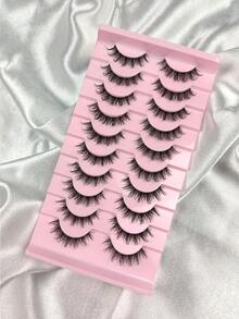 10 Pairs False Eyelashes Clear Band Wispy Messy Natural Look Faux Mink Lashes Like Eyelash Extension Fluffy Transparent Band Cat Eye Natural Makeup Effect Suitable For Everyday Wear Holiday Wear And Parties - Natural Lashes - View 7
