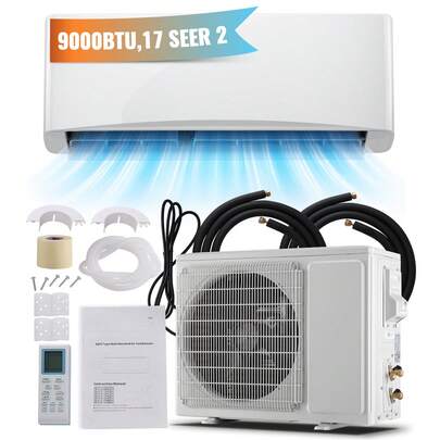 WANAI 9000BTU MINI Split Air Conditioner, 17 SEER2  115V Inverter System,  Covers Up To 750 SQ.FT. Complete Installation Kit Included