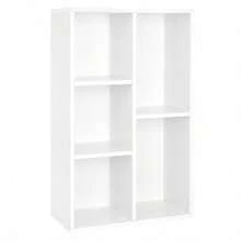 Kids Bookcase, Bookshelf With 5 Compartments, Storage Shelf - Cloud White - View 10