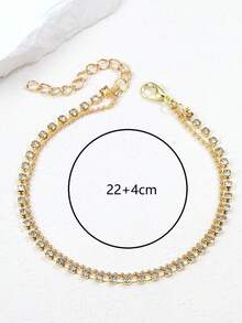 1pc Minimalist Double-Layer Crystal Anklet For Women, Summer Beach Holiday - Yellow Gold - View 3