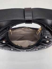 Fashionable Bowknot Rhombus Pearl Shoulder Underarm Bag, Handbag & Crossbody Bag For Women - Black - View 8