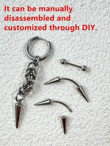 1 Pair Punk Rock Unique Spiked Rivet Earrings, Everyday Wear & Party Jewelry - Multicolor - View 2