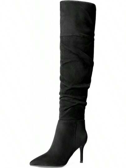 DREAM PAIRS Women's Stylish And Soft High Heels Over The Knee Boots Thigh High Pointed Toe Stiletto Long Fall Sexy Boots