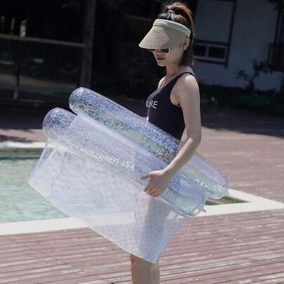 1件装发光水上吊床，室内充气游泳池吊床，成人湖泊游泳池夏季配件，派对多功能水上漂浮床，成人游泳圈，充气水床椅，游泳池水上游戏漂浮管，适合成人，必备沙滩配件