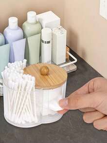 Bathroom Cotton Pad And Cotton Swab Storage Box, Small Plastic Cotton Swab Box With Lid, Bathroom Accessory Storage Box For Cotton Pads, Cotton Swabs, Toothpicks, Etc. - Multicolor - View 5