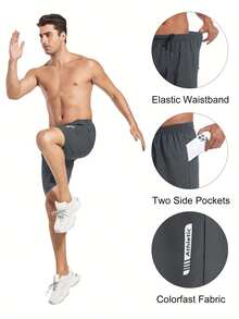 Veldtholos 5pcs Men's Sports Gym Workout Shorts Basketball Shorts Men Stretch Waistband Side Zip Pocket Quick Drying - MIX COLOR A - 查看 4