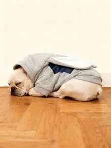 LUCKIE LABO 1pc Animal Rabbit Officer Costume Hoodie Sweatshirt, Fashionable Pet Apparel Suitable For Small Dogs And Cats, Indoor And Outdoor Wear - Grey - View 8