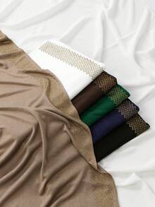 1 pieza Hiyab de mujer de unicolor con textura tejida y decorado con rhinestones, chal largo musulmán suave y cómodo de modal, versátil para uso diario, viajes, fiestas, fotografía - Multicolor - Ver 14