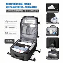 17-Inch Laptop Business Work Waterproof Backpack, Large Travel Backpack For Both Men And Women, Handbag, With Laptop Compartment, Suitable For Carry-On Luggage, Carry-On Luggage Box, Super Large Travel Backpack, Suitable For Business Trips, Travel Bag, Suitable For School, Suitable For Both Men And Women. - 黑色 - 查看 5