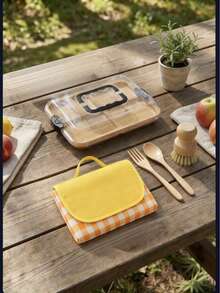 1pc Bamboo Serving Tray With Handle, Multifunctional Breakfast, Dessert, Bread, Snack, Pizza, Steak Platter, Cup Holder, Afternoon Tea Tray, Suitable For Home, Hotel, Restaurant, Kitchen Decor, Holiday Gift - Multicolor - View 5