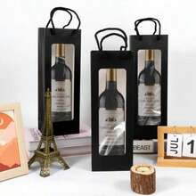 Paquete de 20 Bolsas de Regalo para Vino Cyblinia con Ventana Transparente de 14.2 x 4.9 x 3.4 Pulgadas, para Bodas, San Valentín, Cumpleaños y Fiestas - Negro998 - Ver 4