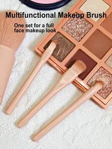 YZIMENG 4pcs 4 In 1 Makeup Brush Kit, Facial Highlight Brushes, Mini Eye Eyeshadow Brush, Retractable Handle Makeup Brush, Portable Travel Mini Loose Powder Brush, Women Cosmetics Makeup Brush Tools - Pink - View 2