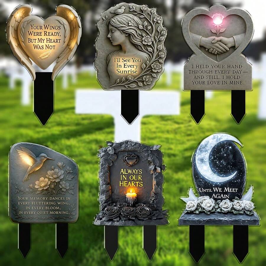 Eternal Commemorative Personalized Acrylic Cemetery Plaque - Salute To Beloved, Long Term Outdoor Preservation, Multiple Styles Of Cemetery Commemorative Stakes To Choose From, Classic Acrylic Outdoor Commemorative Plaque With Strong Durability, Suitable For Easter And Commemorative Days, 2D Flat Printing, Acrylic Decorative Garden Stakes - A - View 1