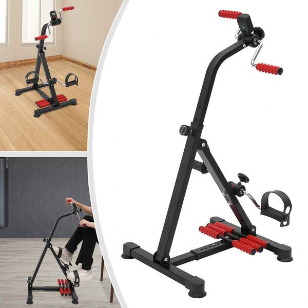 Bicicleta de ejercicio pedal de 36,01 x 38,01 x 92,99 cm en negro, bicicleta de fitness compacta manual, altura ajustable de 79-92,99 cm para entusiastas del deporte