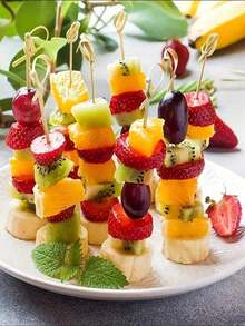 200/100pcs Bamboo Cocktail Picks With Loop, Suitable For Appetizers, Cocktails, BBQ Snacks, Club Sandwiches, Holiday Birthday Wedding Party Gifts - Multicolor - View 7