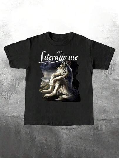 Grafiska T-shirts Dam Manfinity Dauomo Literally Me Werewolf Grafiskt Tryck Standard Passform T-shirt För Herrar Herr Sommar Casual 180g Ren Bomull T-shirt Mönstrad Tryckt Kortärmad Topp T-shirt