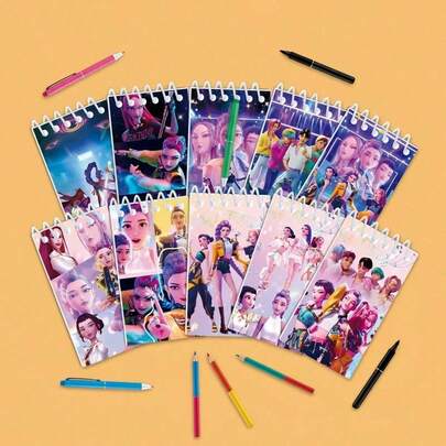 Mattel Set de 10 piezas de artículos de papelería con diseño de chica cazadora de demonios en color rosa