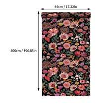 1卷波西米亚风花卉自粘壁纸 - 可撕贴可移除壁纸，彩色花卉图案，复古农舍风格，宽17.32英寸，装饰墙贴，家居装饰DIY贴纸，客厅装饰及配件，厨房壁纸，美观壁纸，租房者适用自粘壁纸，节日装饰壁纸 - 花卉 - 查看 13