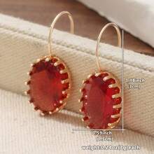 1 Pair Classic Minimalist Women's Earrings, Rose Red Oval Synthetic Cubic Zirconia Earrings, Elegant Earrings, Suitable For Wearing On Holidays And Weddings, Perfect Gift Choice - Rose Gold - View 6